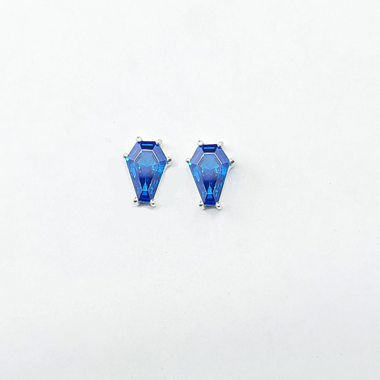 Collection of Deep Blue Coffin Stud Earrings (6x9) in a gallery layout