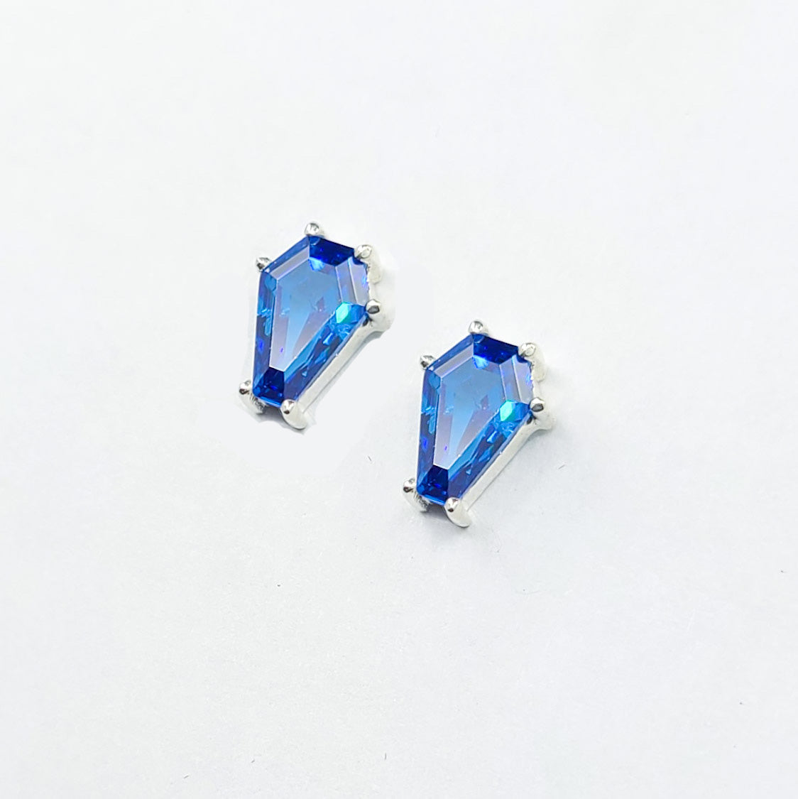 Collection of Deep Blue Coffin Stud Earrings (6x9) in a gallery layout