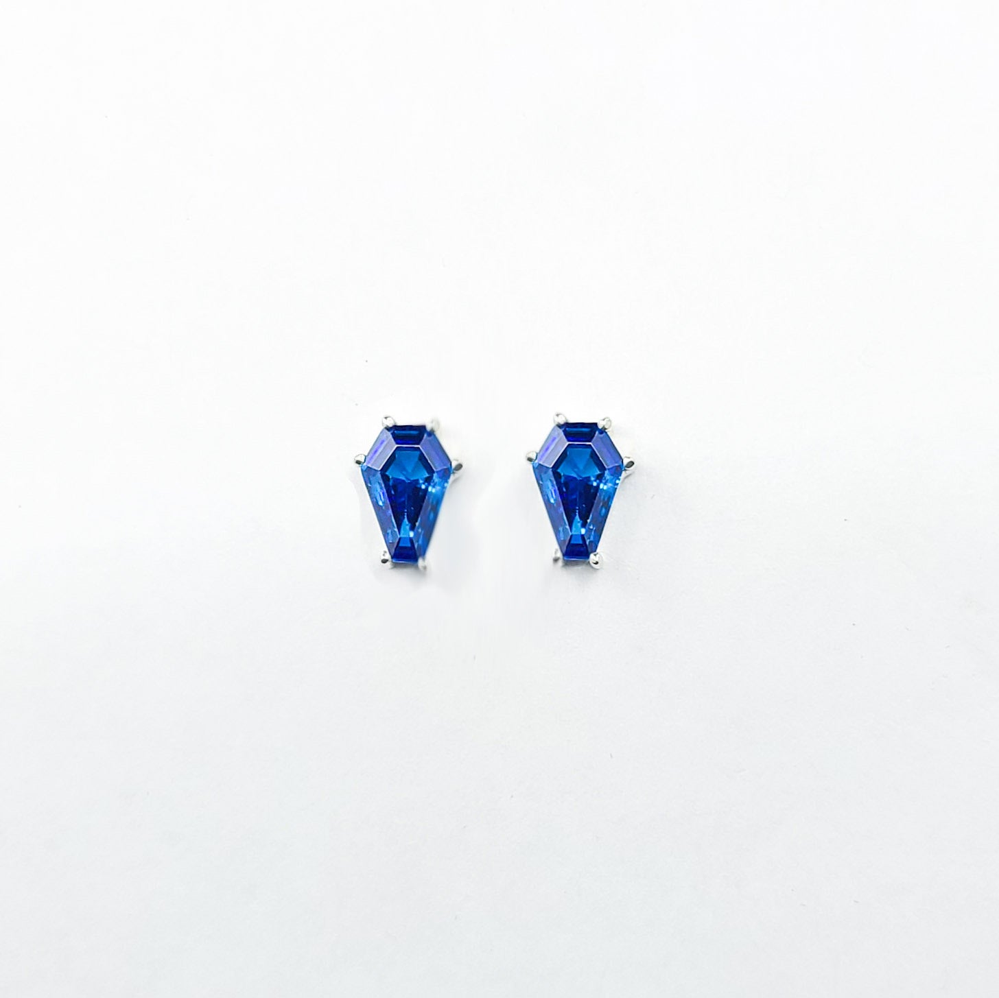 Deep Blue Coffin Stud Earrings (6x9)