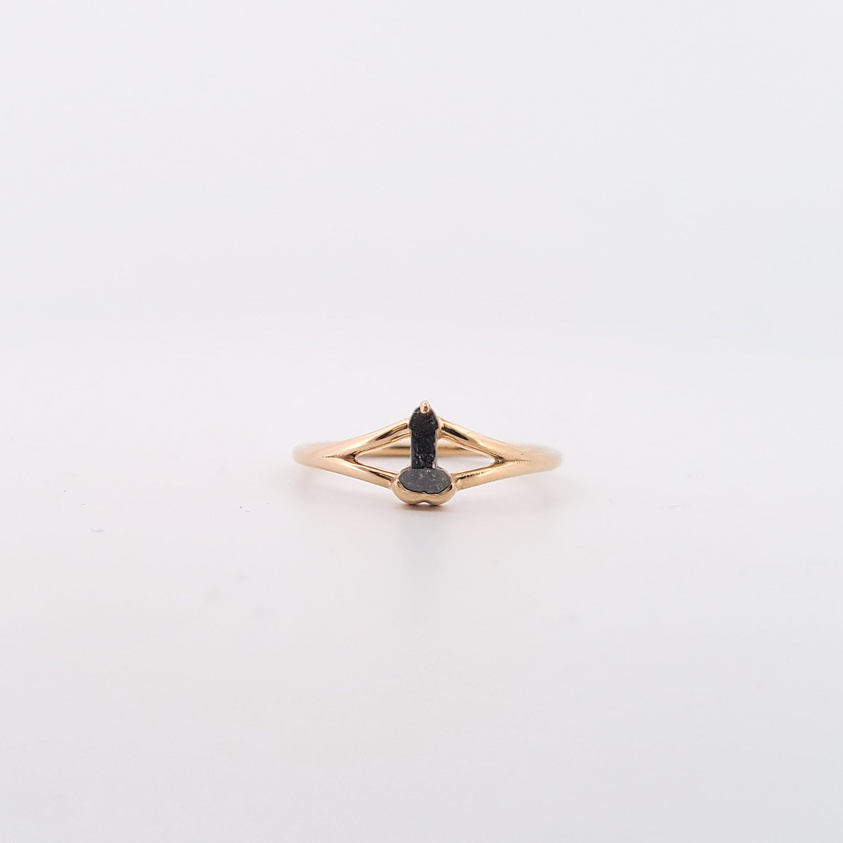 Collection of Penis Diamond Ring 14K Yellow Gold - Salt and Pepper Diamond in a gallery layout