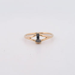 Collection of Penis Diamond Ring 14K Yellow Gold - Salt and Pepper Diamond in a gallery layout