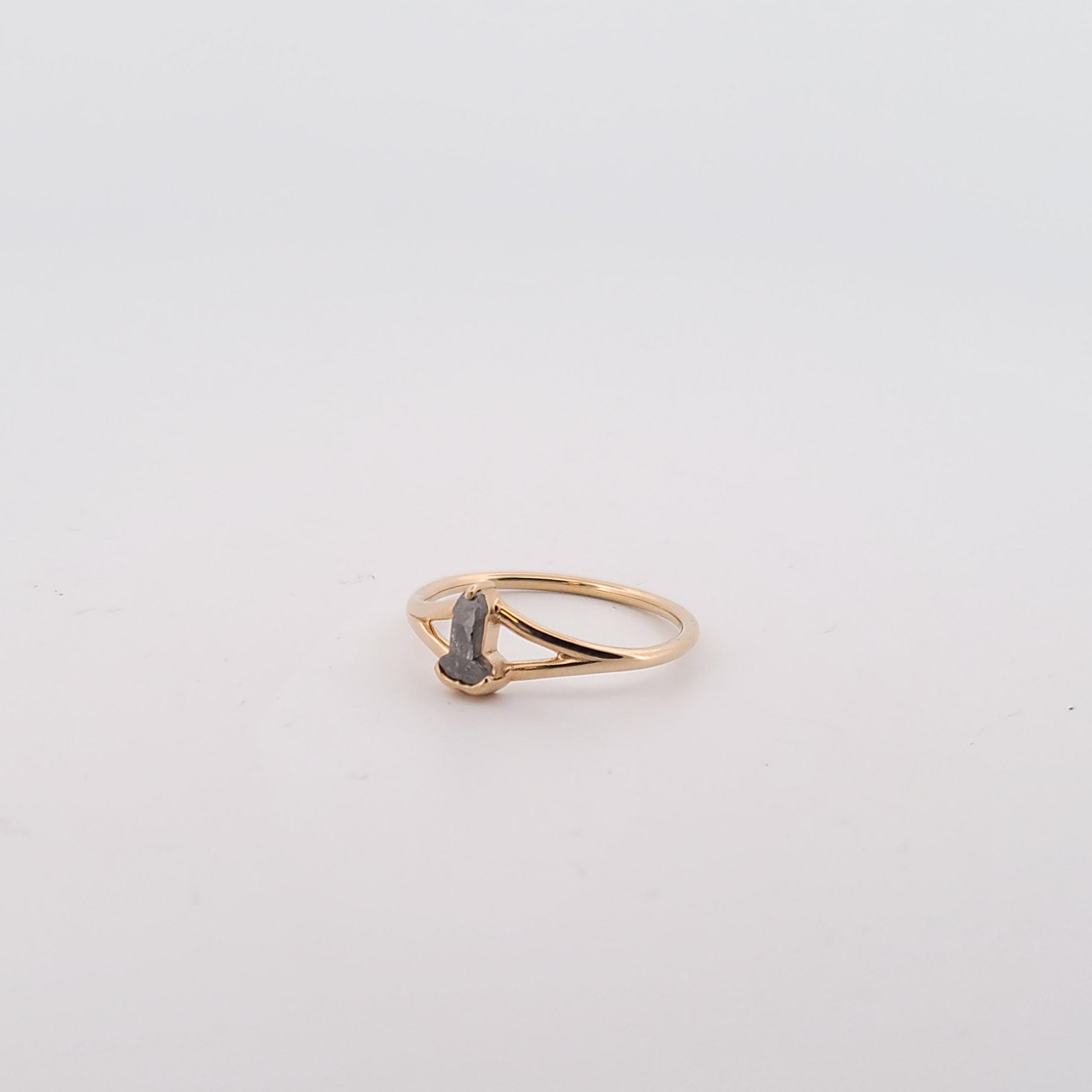 Collection of Penis Diamond Ring 14K Yellow Gold - Salt and Pepper Diamond in a gallery layout