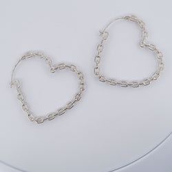 Collection of Big Heart Chain Hoops in a gallery layout