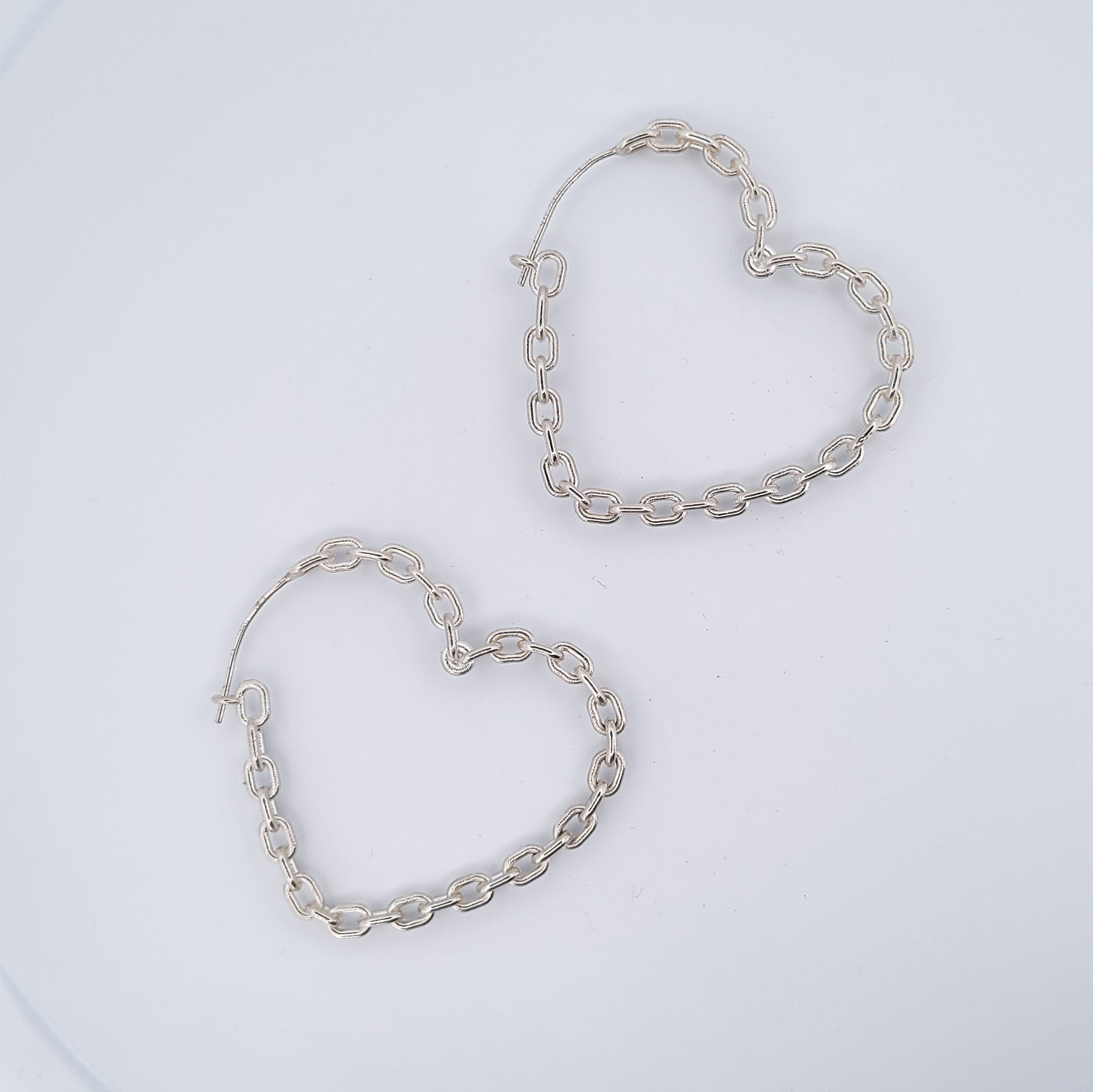 Collection of Big Heart Chain Hoops in a gallery layout