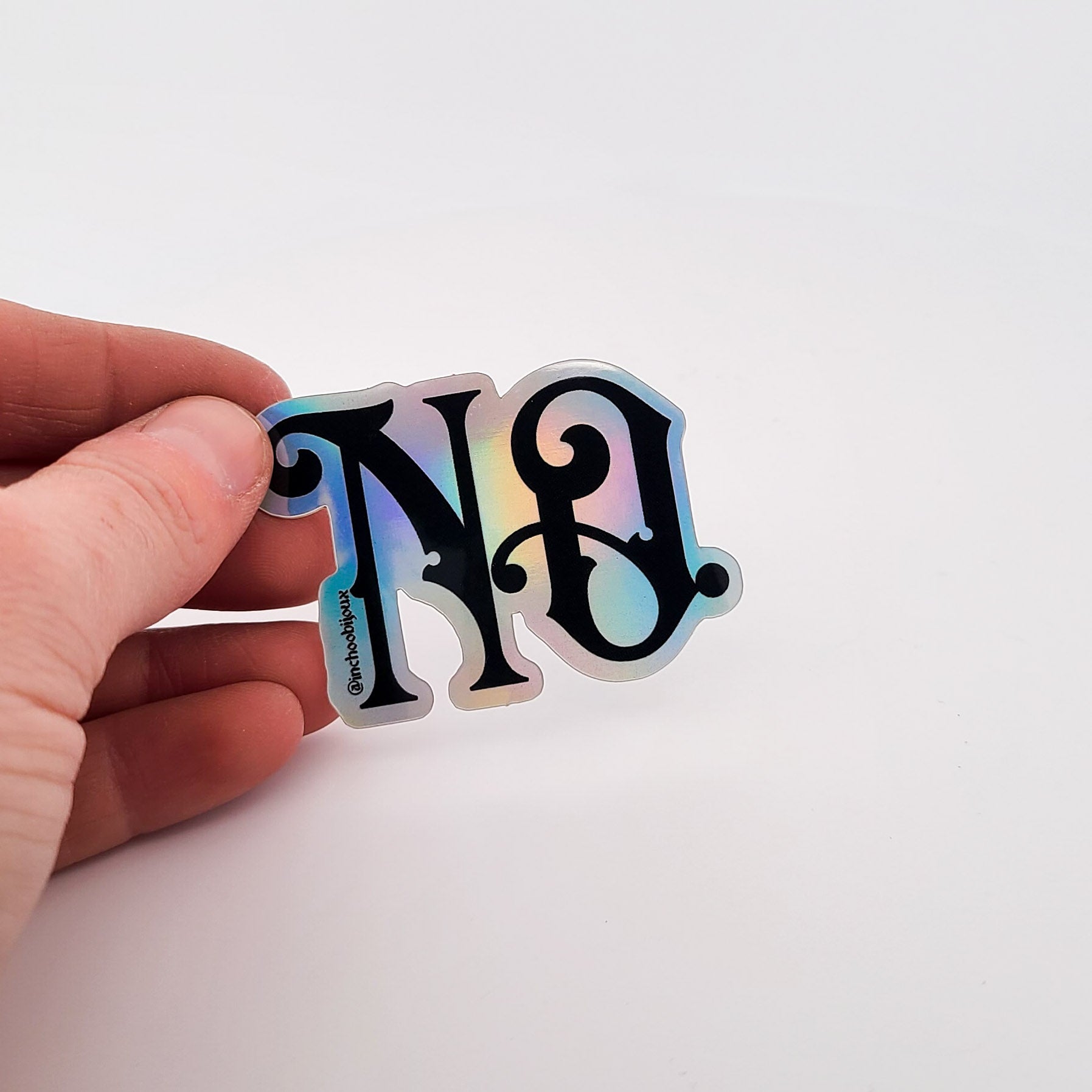 Collection of No Holographic Vinyl Sticker in a gallery layout