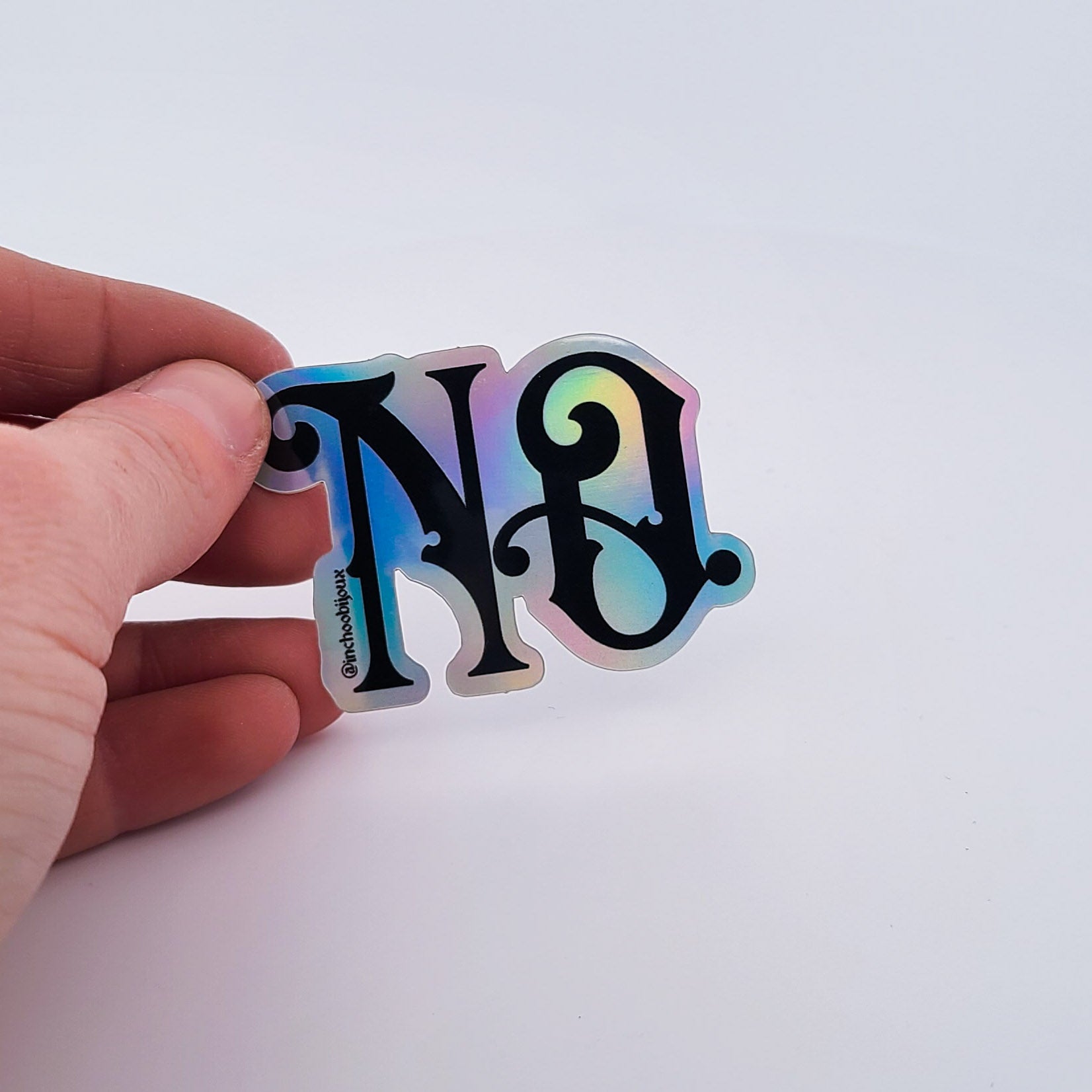 Collection of No Holographic Vinyl Sticker in a gallery layout