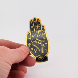 Collection of Black & Gold Palmistry Hand Sticker in a gallery layout