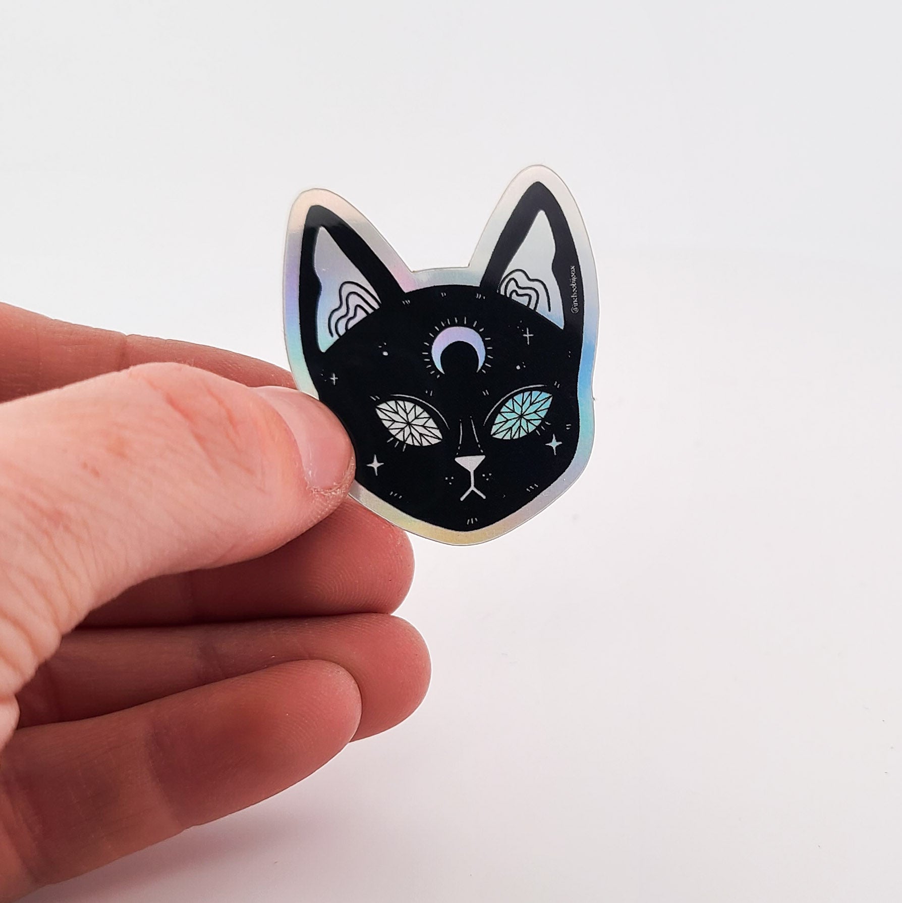 Collection of Small Holographic Cat Sticker Vinyl in a gallery layout