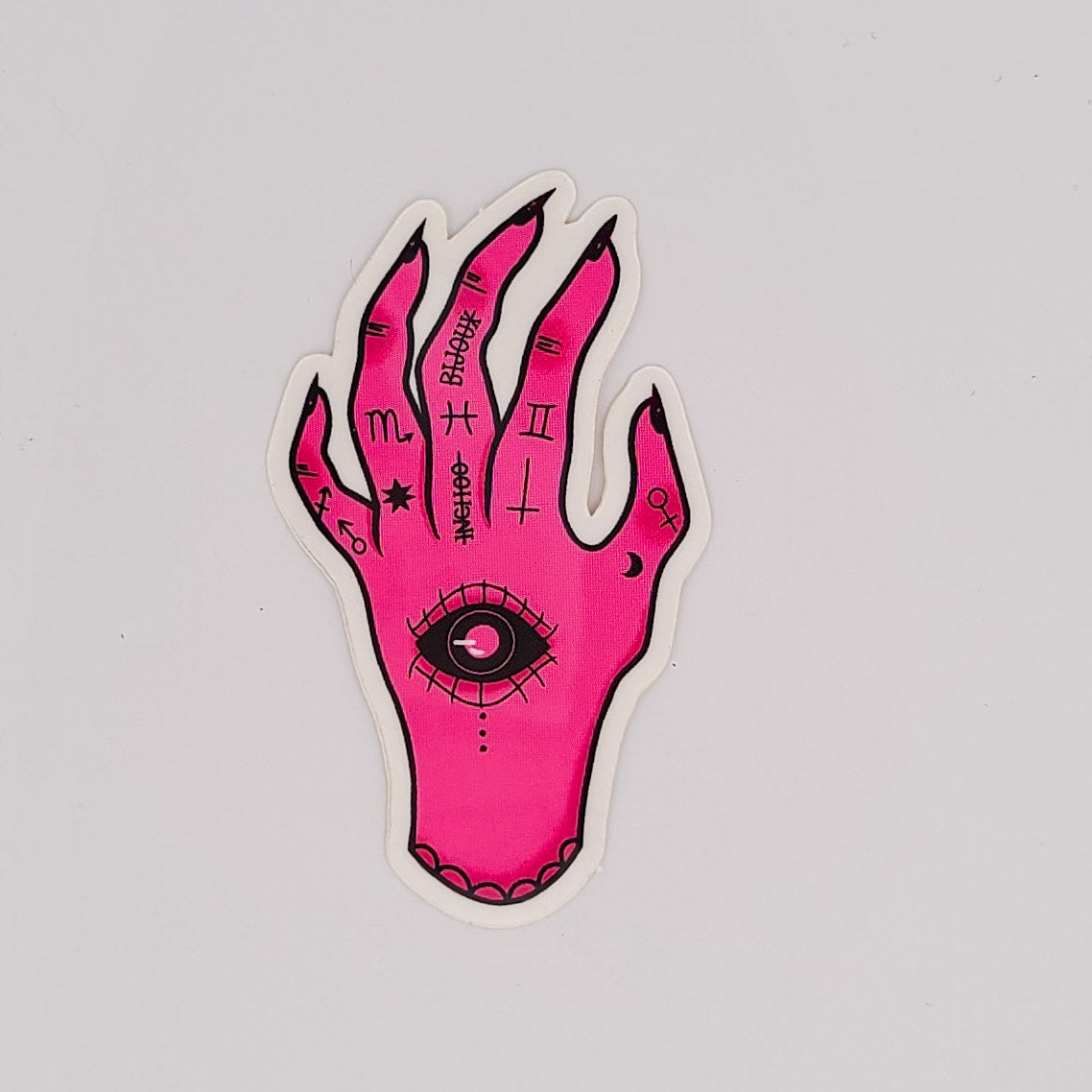 Pink Evil Eye Protector Palmistry Hand Vinyl Sticker