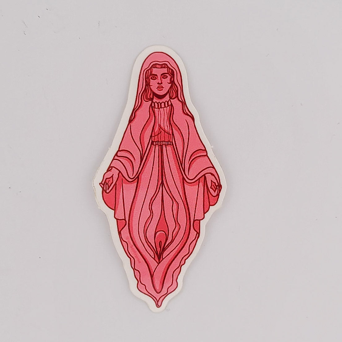 Collection of Vulva Virgin Mary Vinyl Sticker in a gallery layout