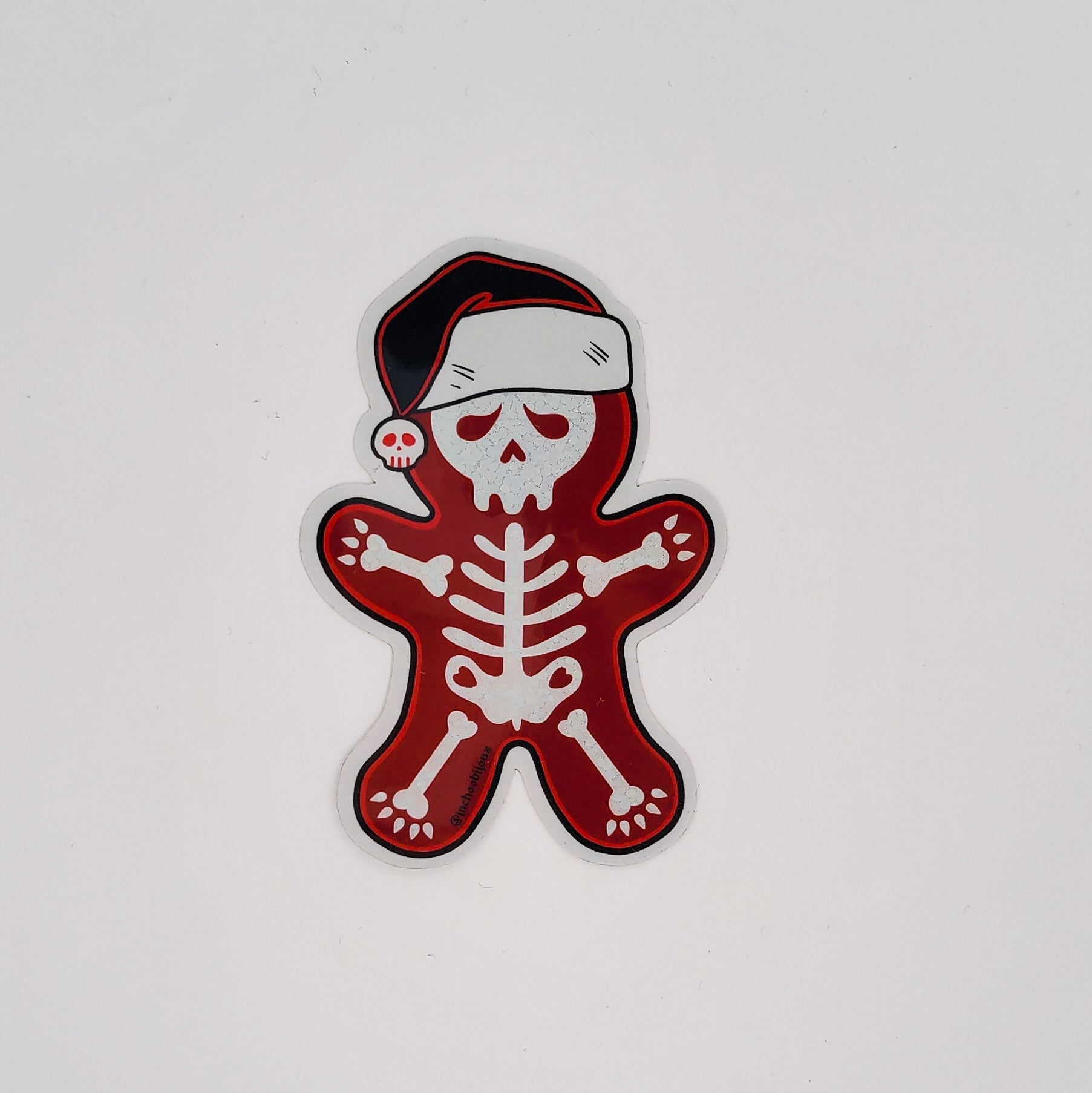 Collection of Snow Glitter Ginger Bread Skeleton Cookie Holiday Sticker in a gallery layout