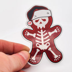 Collection of Snow Glitter Ginger Bread Skeleton Cookie Holiday Sticker in a gallery layout