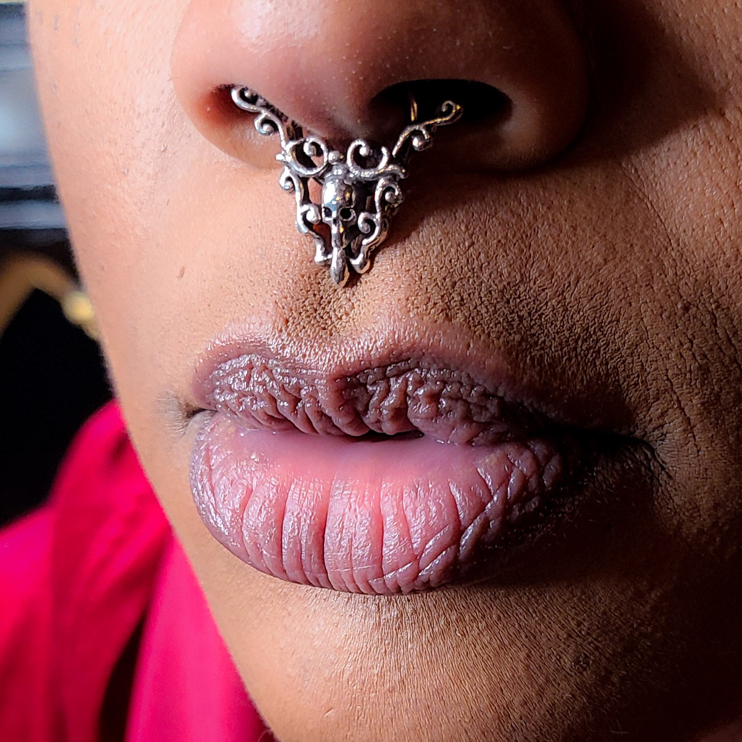 Skull and Lace Septum Piercing