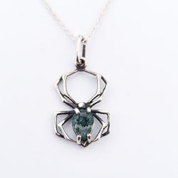 Collection of Green Moss Agate Spider Pendant in a gallery layout