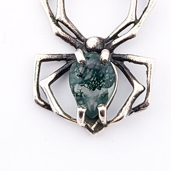 Collection of Green Moss Agate Spider Pendant in a gallery layout