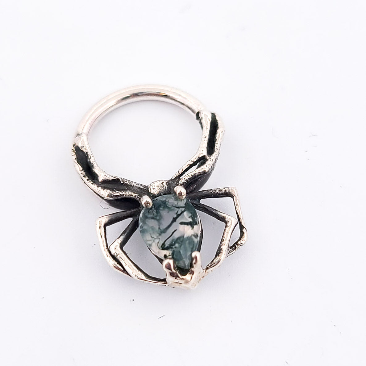 Collection of Green Moss Agate Spider Septum Piercing in a gallery layout