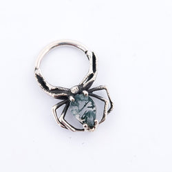 Collection of Green Moss Agate Spider Septum Piercing in a gallery layout