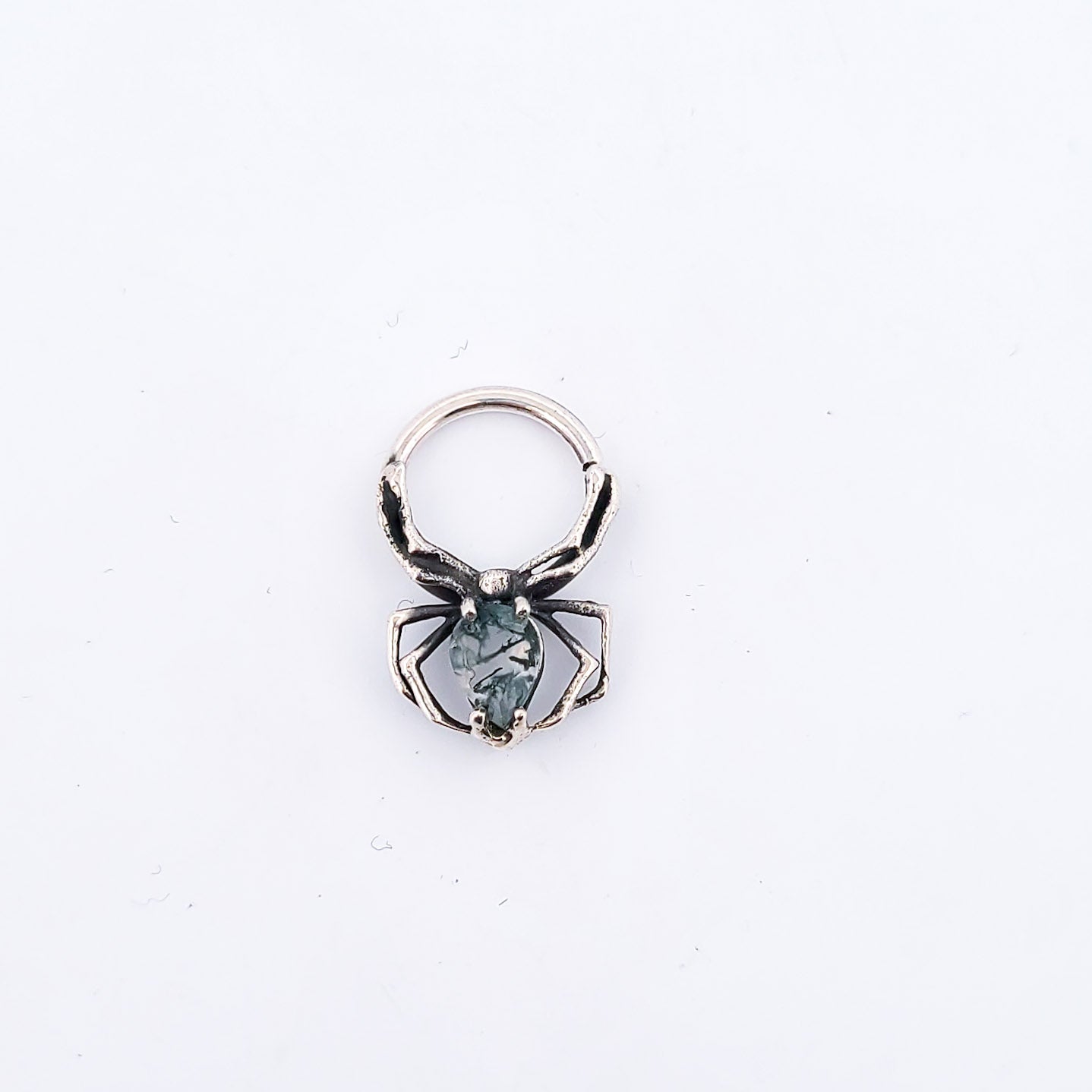 Collection of Green Moss Agate Spider Septum Piercing in a gallery layout