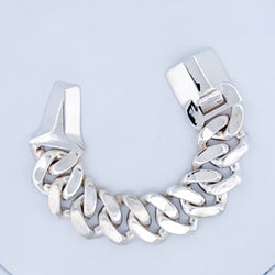 Collection of Bulky Huge Gourmette Bracelet, Chunky, Heavy Sterling Silver Rocker in a gallery layout