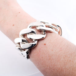 Collection of Bulky Huge Gourmette Bracelet, Chunky, Heavy Sterling Silver Rocker in a gallery layout