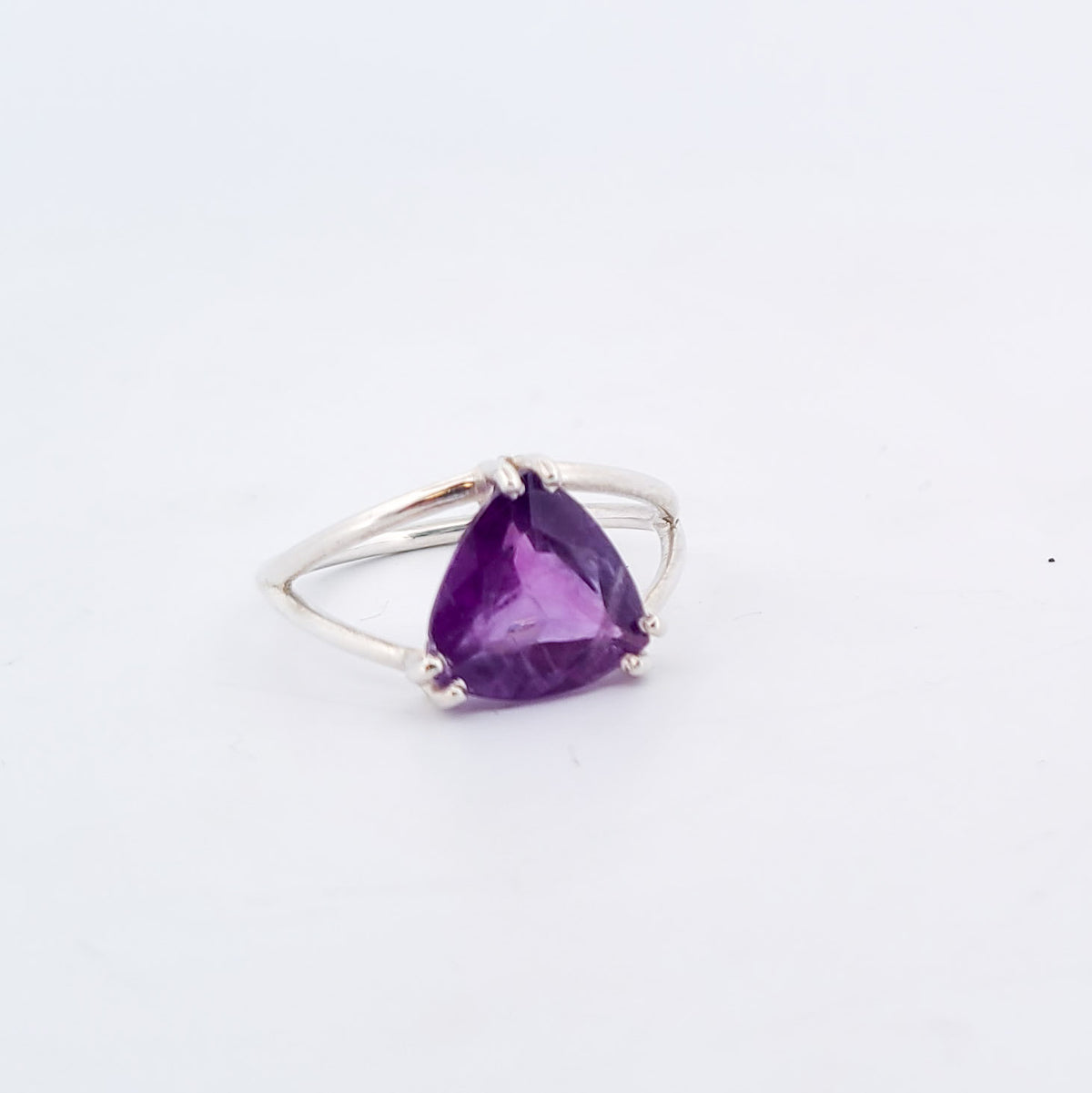 Trillion Amethyst Ring, Triangle Purple Gemstone