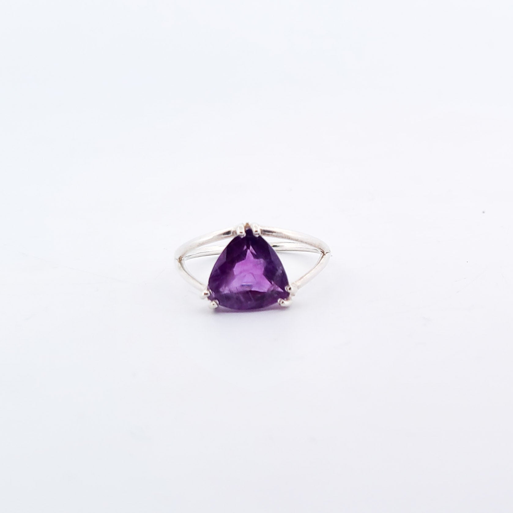 Collection of Trillion Amethyst Ring, Triangle Purple Gemstone in a gallery layout