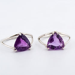 Collection of Trillion Amethyst Ring, Triangle Purple Gemstone in a gallery layout