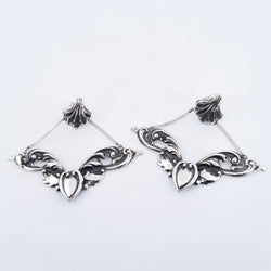 Collection of Baroque Love Architectural Earrings, Dangle Heart Ornate Studs in a gallery layout