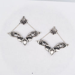 Collection of Baroque Love Architectural Earrings, Dangle Heart Ornate Studs in a gallery layout