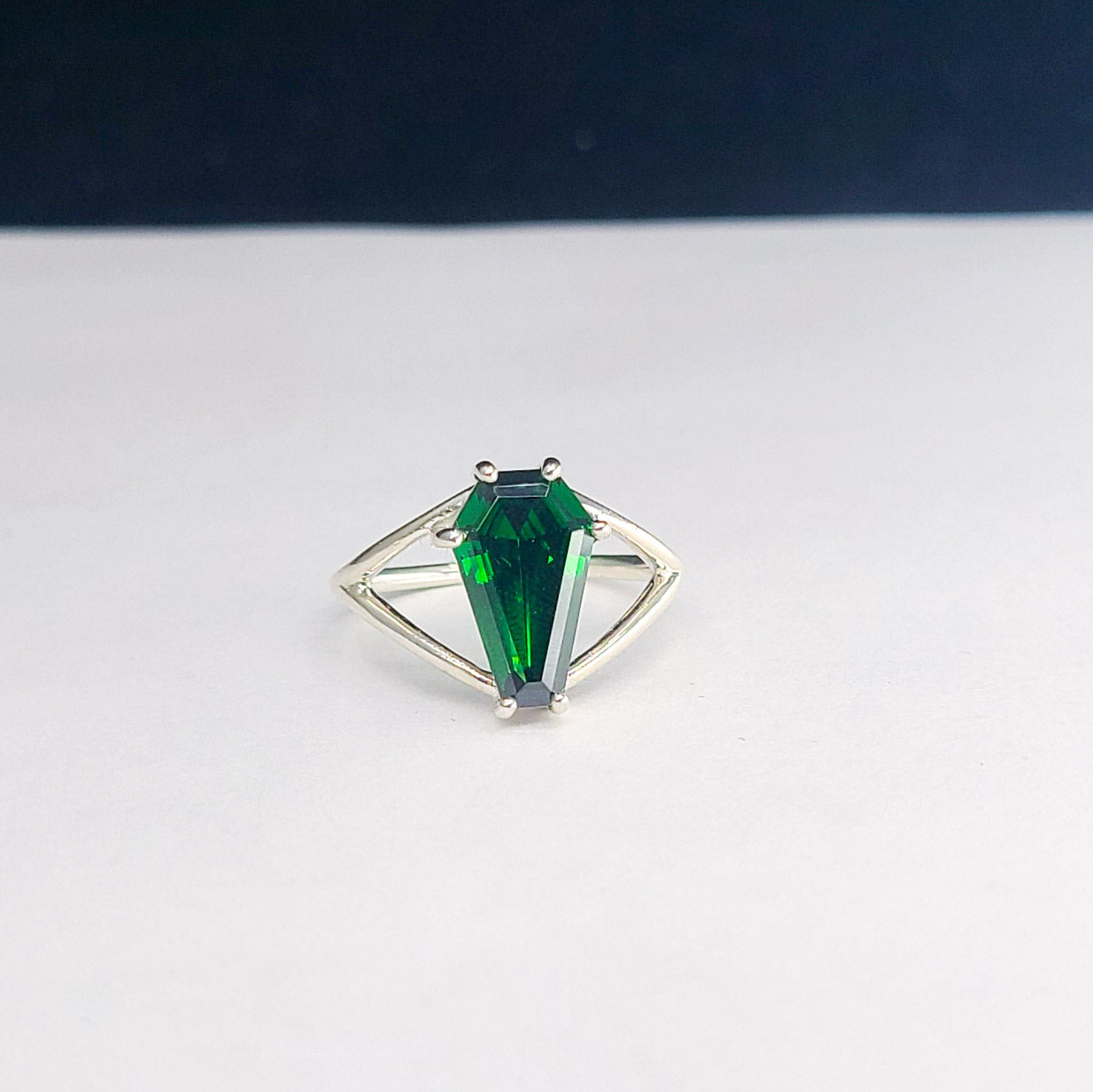 Collection of Big Absinthe Green Coffin Ring in a gallery layout