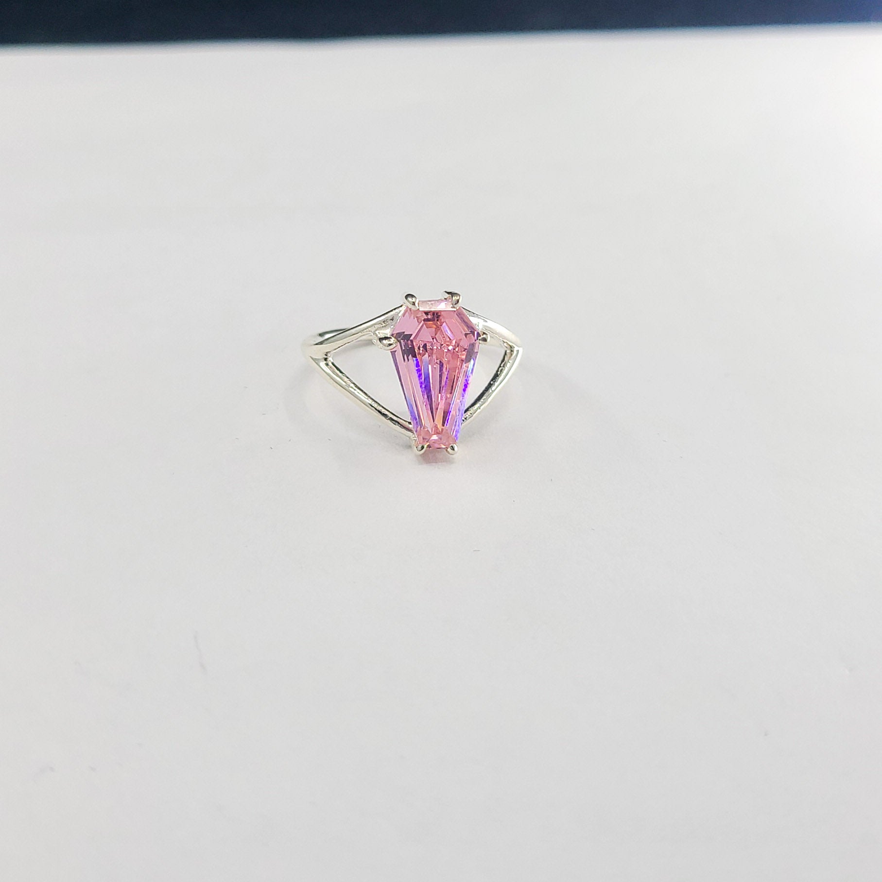 Collection of Big Dust Pink Coffin Ring in a gallery layout