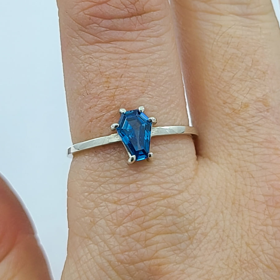 Small Blue Coffin Ring