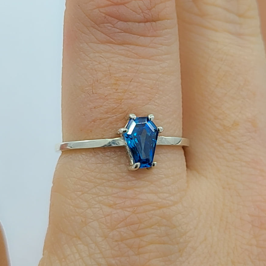 Collection of Small Blue Coffin Ring in a gallery layout