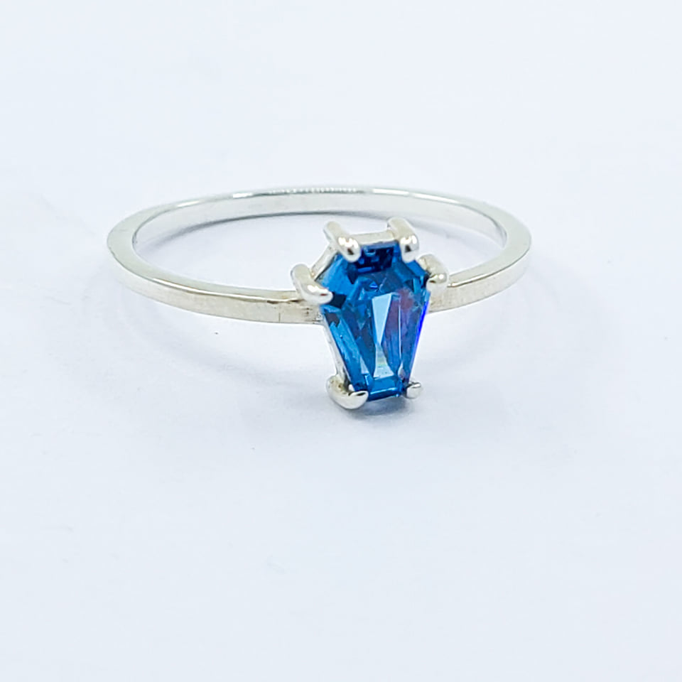 Small Blue Coffin Ring