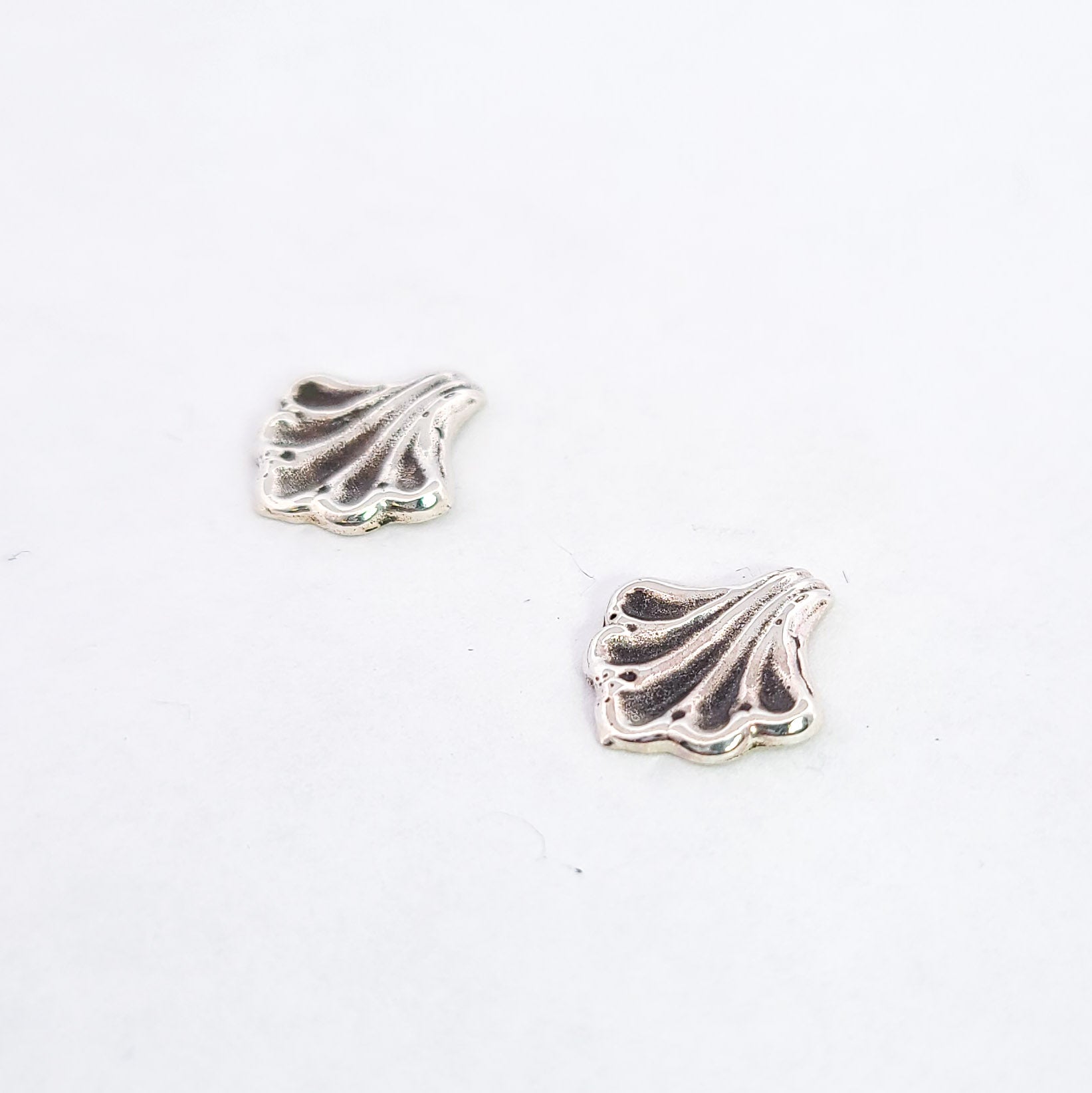 Baroque Shell Stud Earrings Silver
