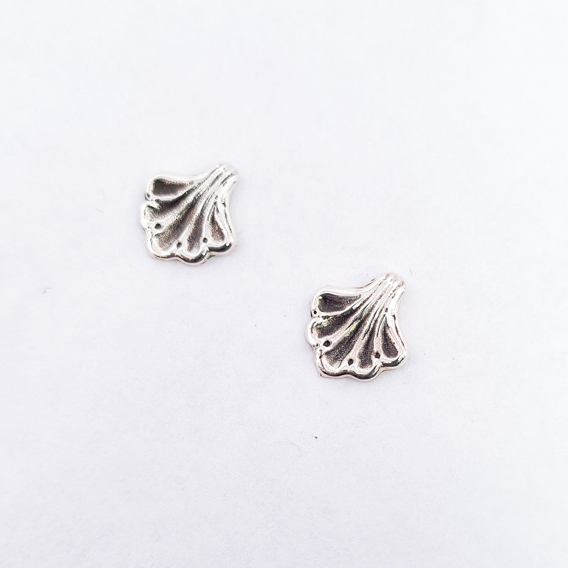 Baroque Shell Stud Earrings Silver