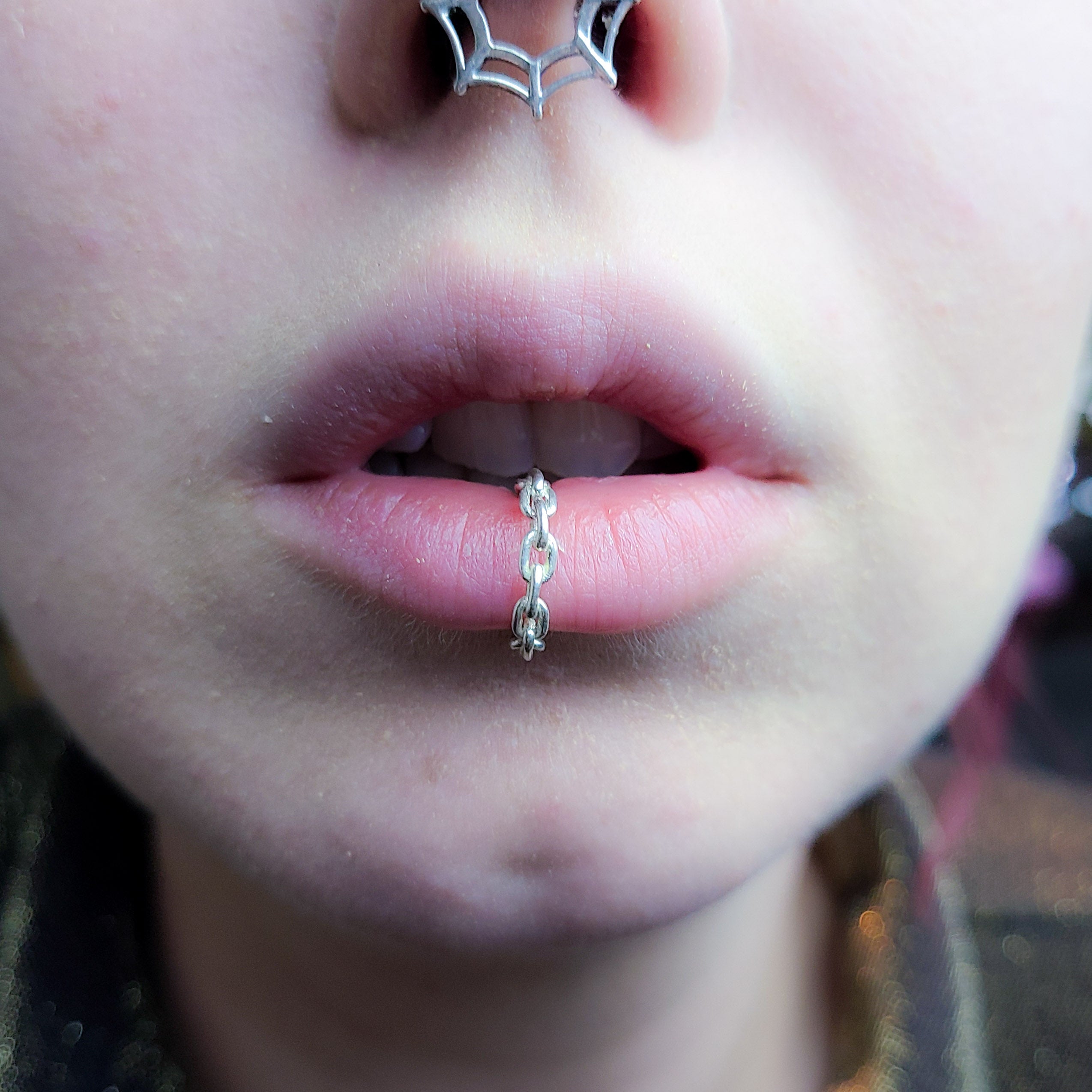 Chain Fake Lip Ring Piercing