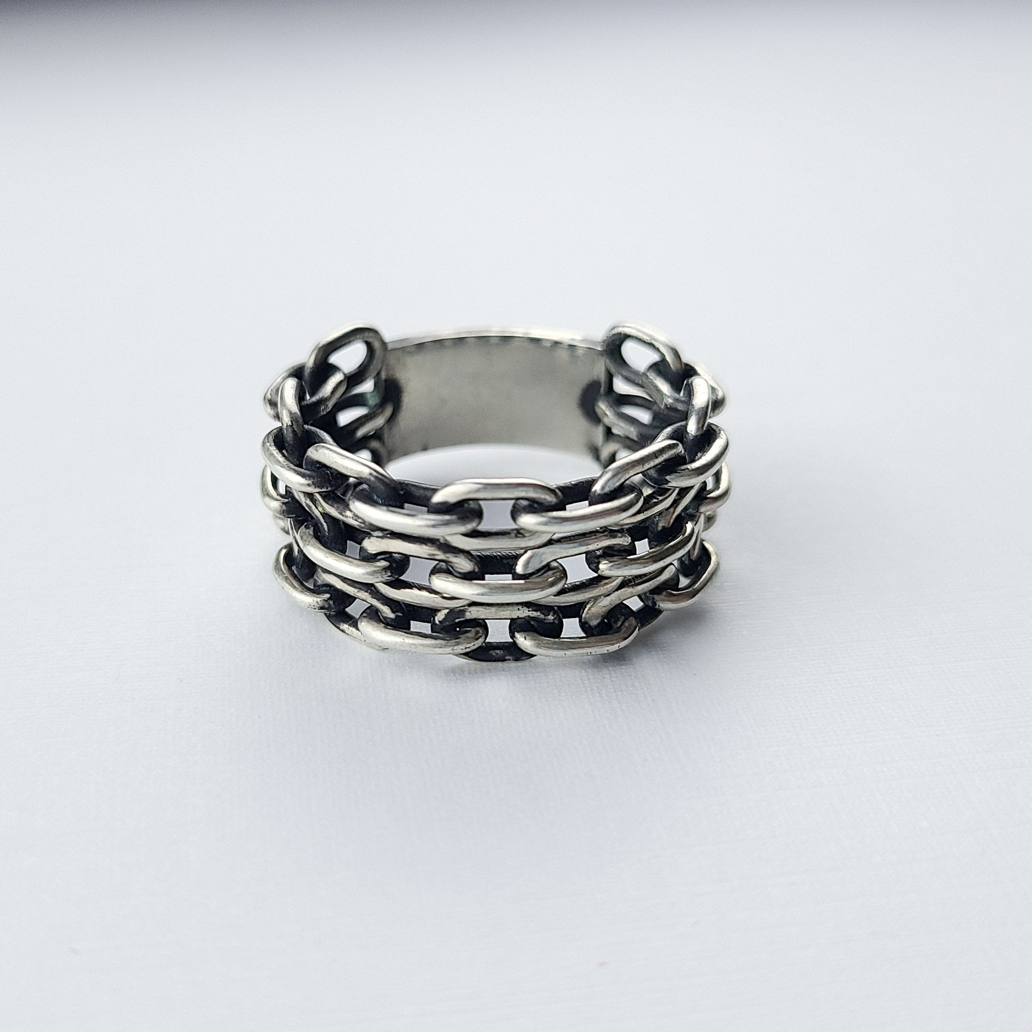 Wide 3 Row Keeper Chain Ring