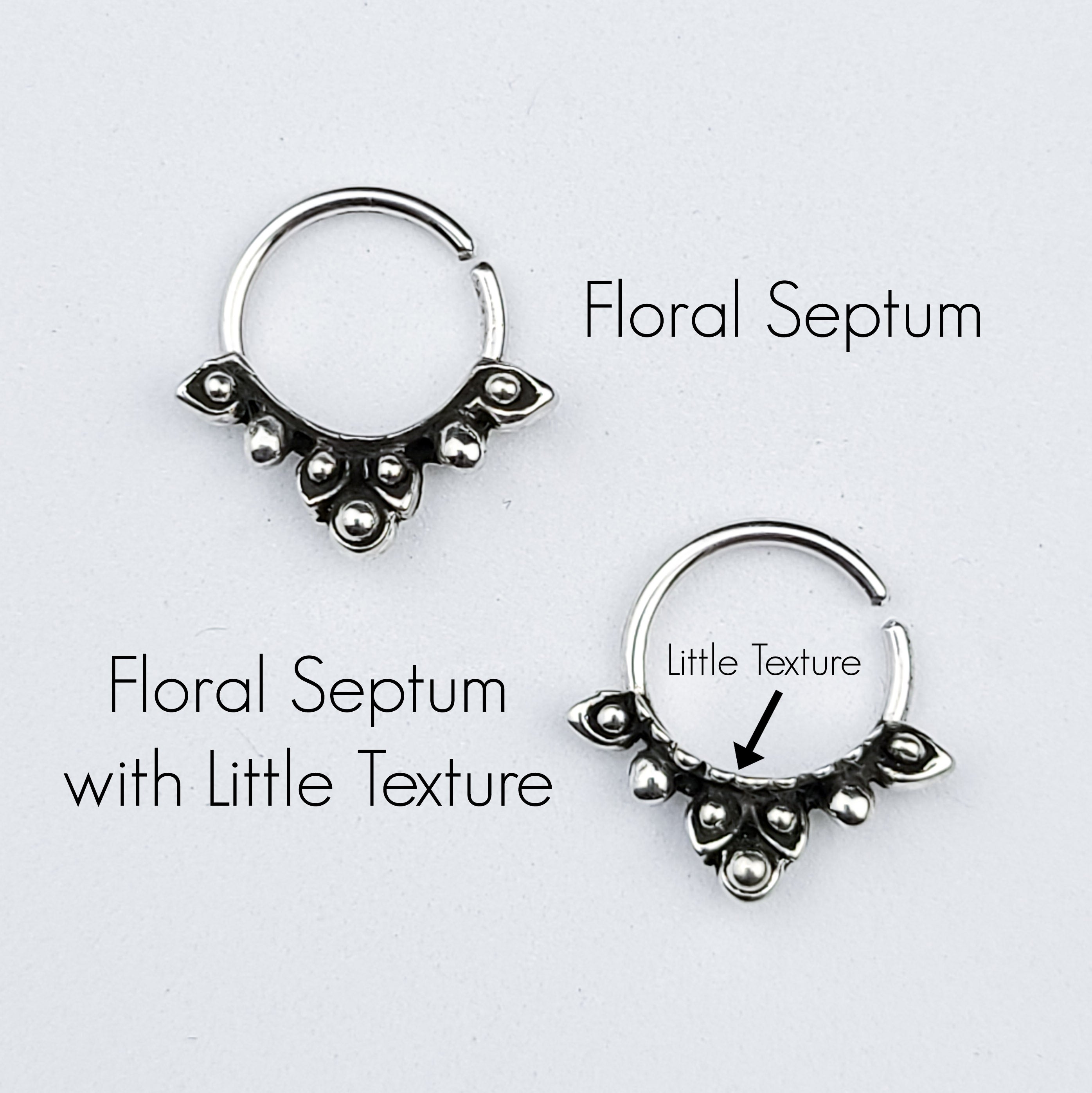 Collection of Silver Floral Septum with Texture in a gallery layout