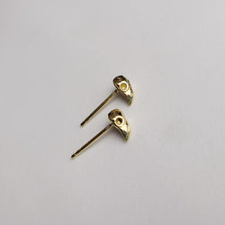 Collection of Yellow Gold Tiny Bird Skull Earrings 10K - 14K in a gallery layout