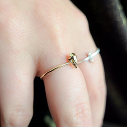 Collection of Yellow Gold Tiny Bird Skull Ring 10K - 14K in a gallery layout