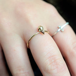 Collection of Yellow Gold Tiny Bird Skull Ring 10K - 14K in a gallery layout