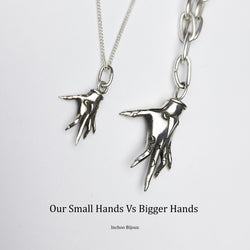 Collection of Small Silver Palmistry Hand Pendant in a gallery layout