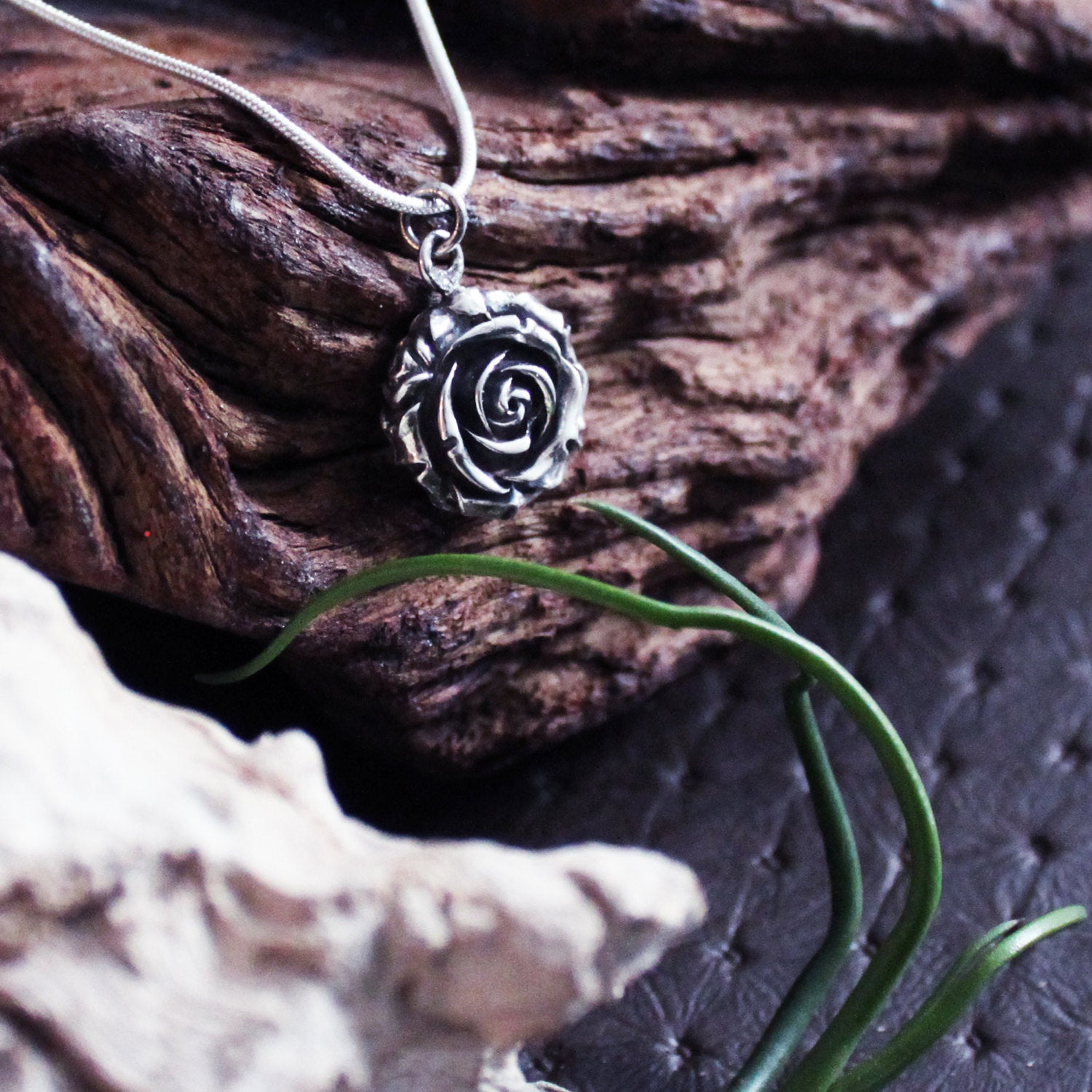 Collection of Silver Rose Pendant Flower - Inchoo Bijoux in a gallery layout