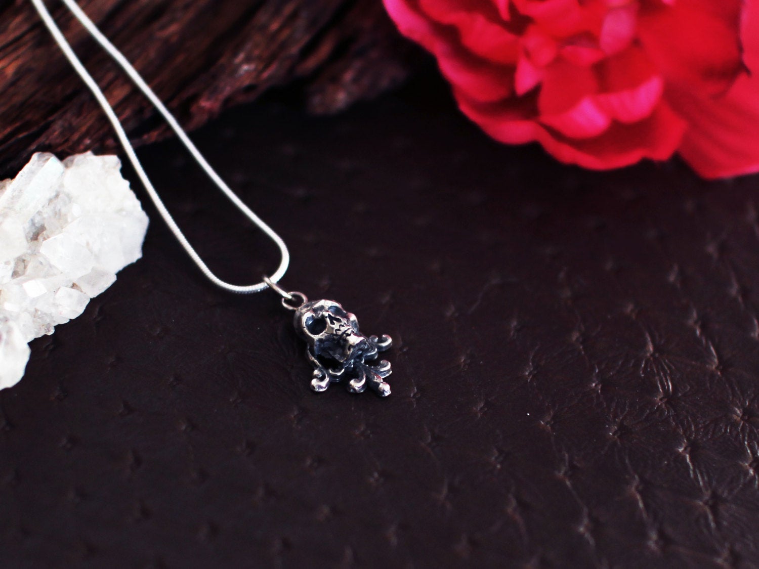 Collection of Tiny Silver Skull Lace Pendant - Inchoo Bijoux in a gallery layout