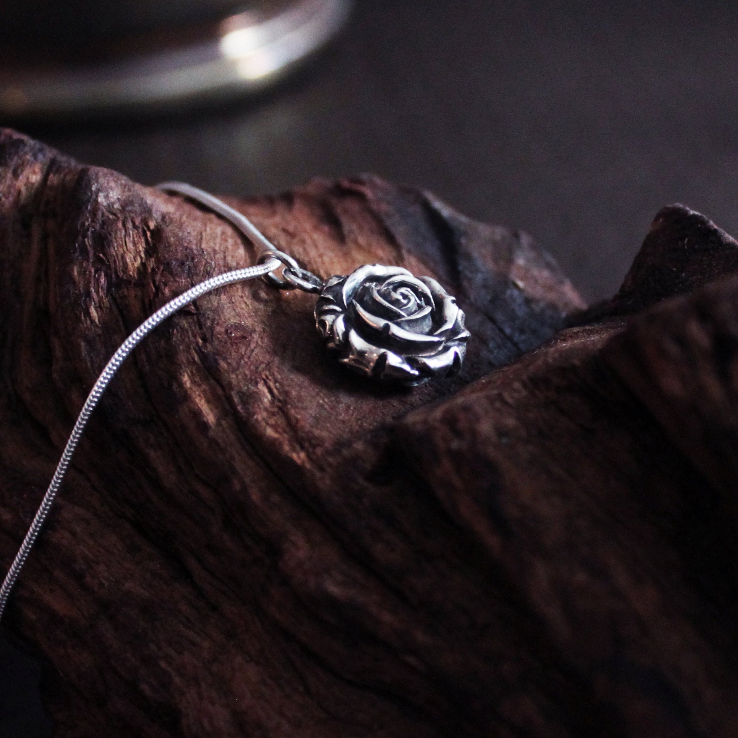 Collection of Silver Rose Pendant Flower - Inchoo Bijoux in a gallery layout