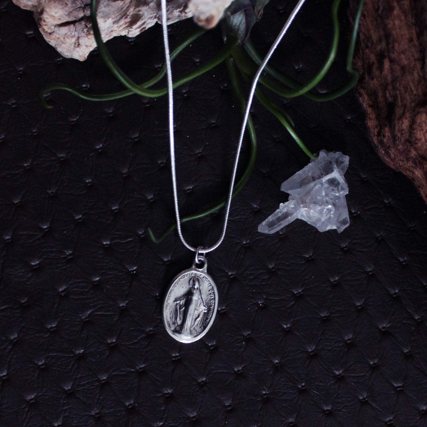 Solid Sterling Silver Oval Virgin Mary Necklace | Lily & Roo | Wolf & Badger