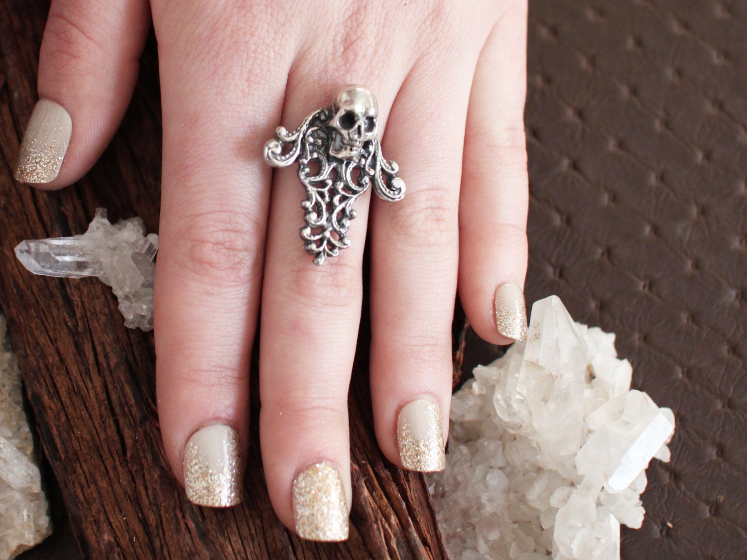 Collection of Silver Skull & Lace Cross Ring-Ring-Inchoo Bijoux-Inchoo Bijoux in a gallery layout