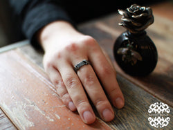 Collection of 5mm Hammered Silver Mens Wedding Band Ring - Inchoo Bijoux in a gallery layout