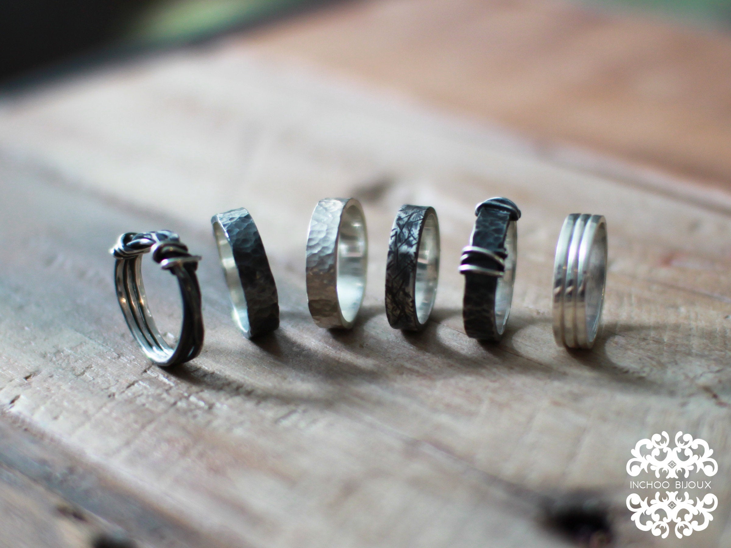 Collection of Rough Unique Silver Mens Wedding Band Ring-Ring-Inchoo Bijoux-Inchoo Bijoux in a gallery layout